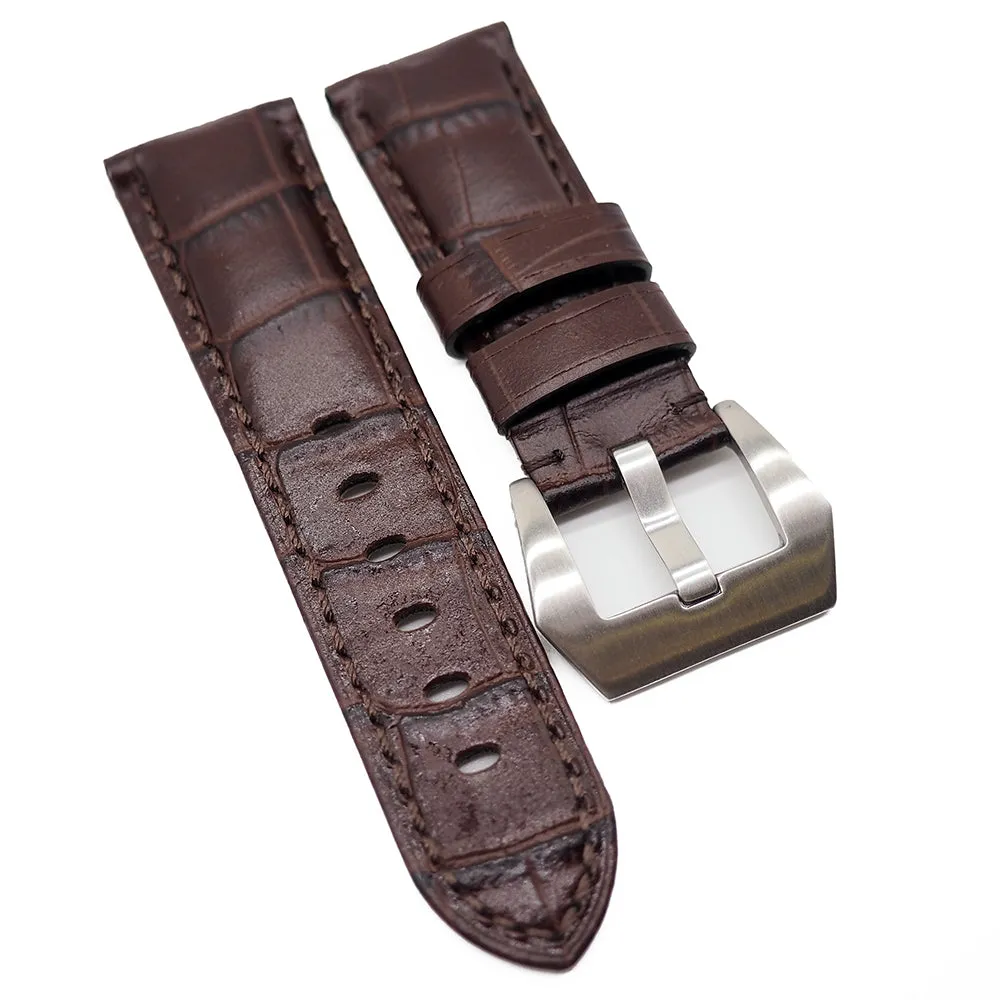 22mm Alligator Embossed Calf Leather Watch Strap For Panerai, 13 Colors