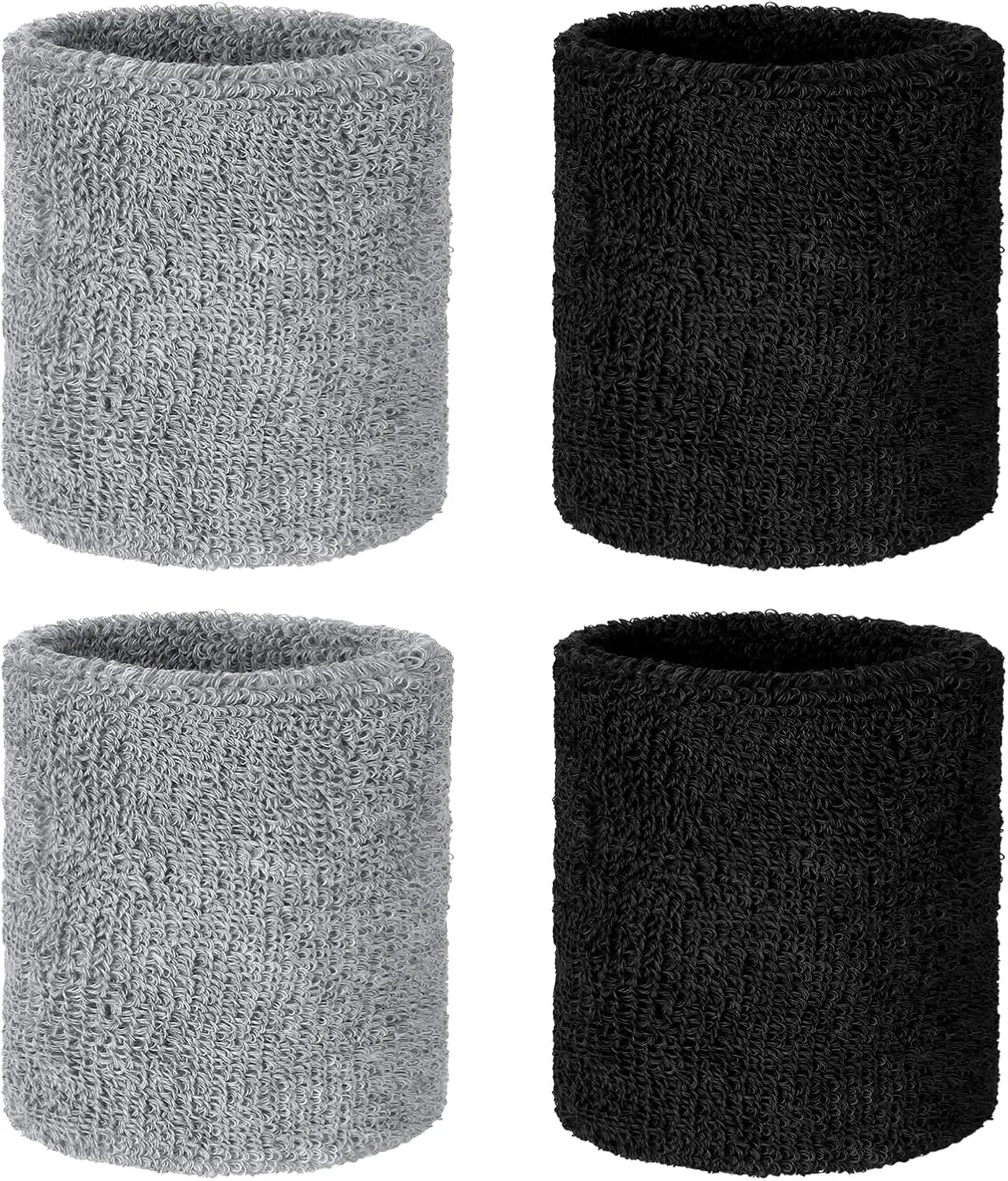 4 Pcs Sweatbands Sports Wristbands, Athletic Sweatbands Terry Cloth Sweatbands Breathable Stretchy Cotton Sweatbands for Men and Women Absorbent Sweat Band for Tennis Basketball Football Running Gym