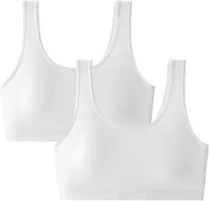 Big Girls' Sports Bra with Breathable Pads Teens Cotton Training Bras