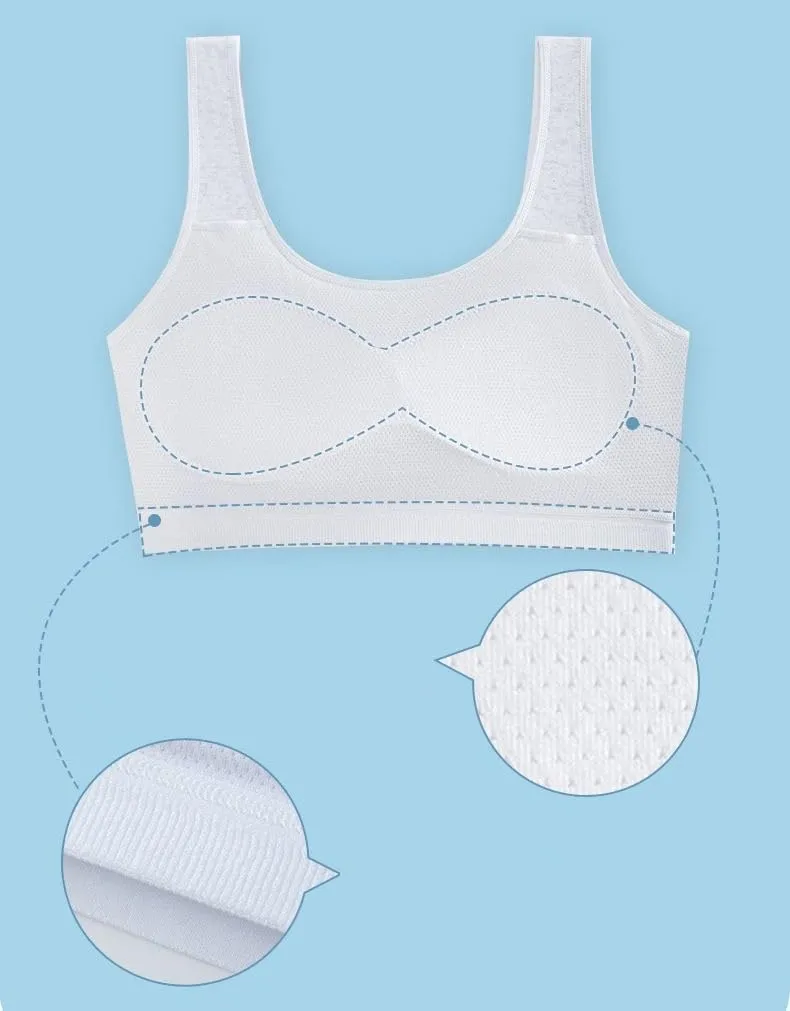 Big Girls' Sports Bra with Breathable Pads Teens Cotton Training Bras