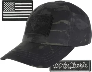 Condor Fitted Tactical Cap Bundle - We The People & USA Patches - Choose Size