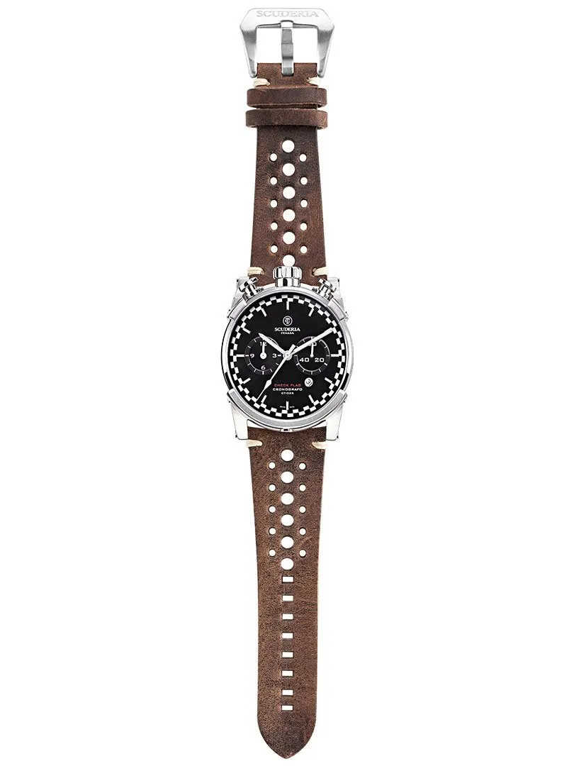 CT Scuderia BULLET HEAD CHEQUERED FLAG Brown Swiss Made Mens Watch CWEH00119