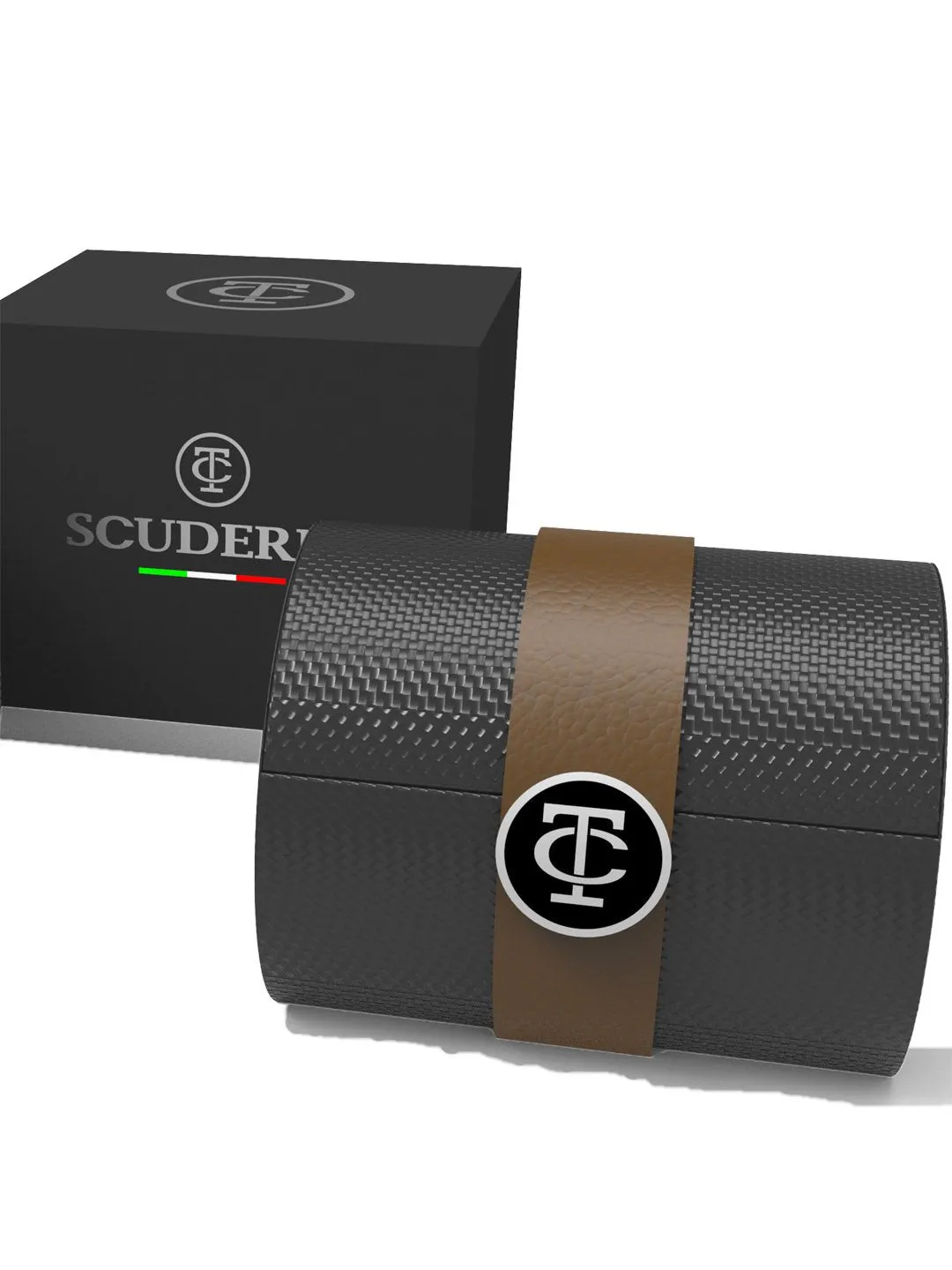 CT Scuderia BULLET HEAD CHEQUERED FLAG Brown Swiss Made Mens Watch CWEH00119