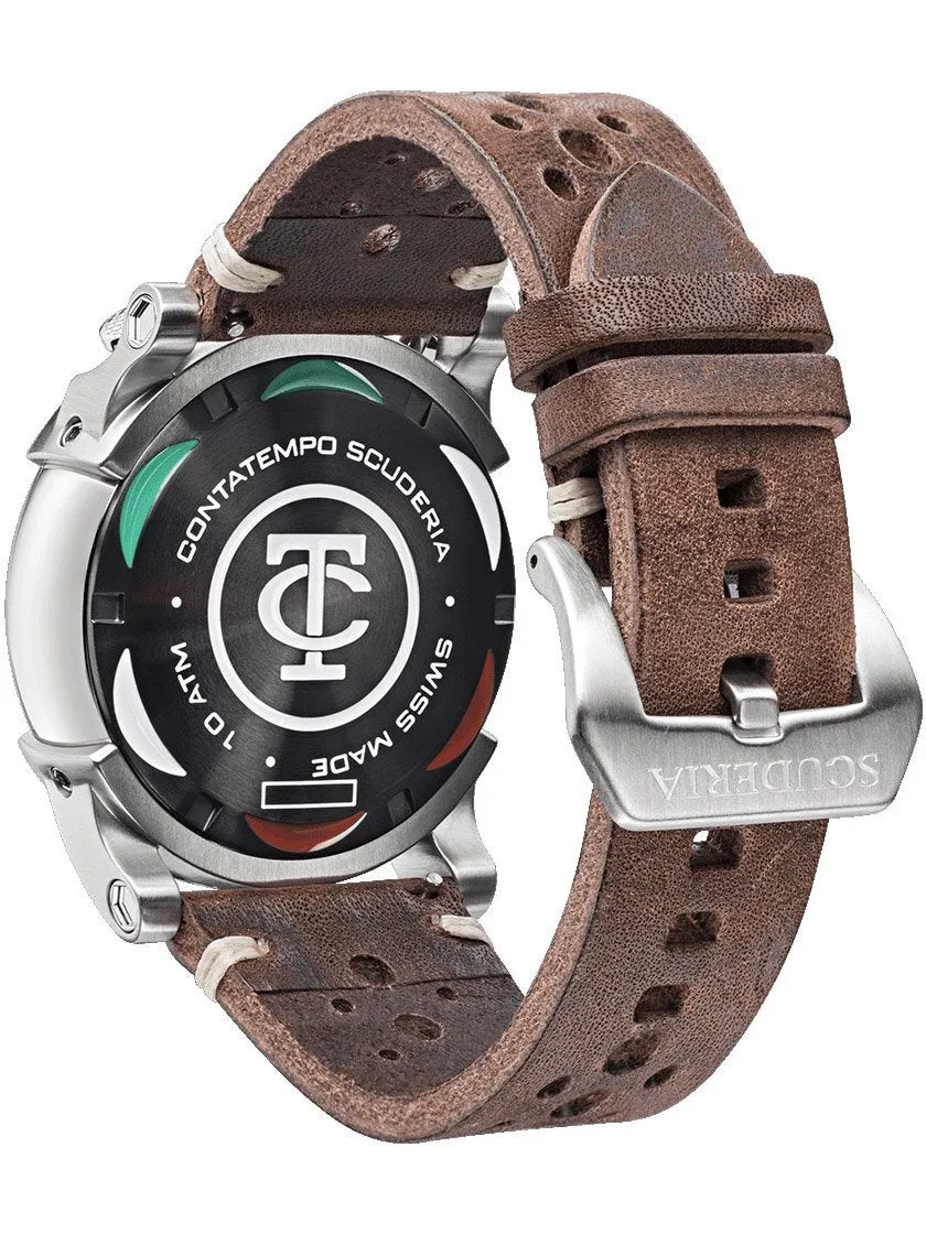 CT Scuderia BULLET HEAD CHEQUERED FLAG Brown Swiss Made Mens Watch CWEH00119