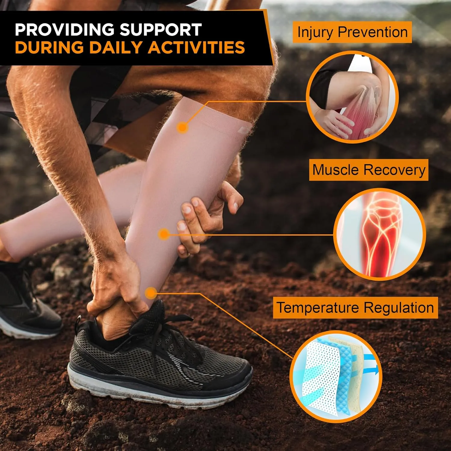 Doc Miller Compression Calf Sleeve for Men & Women, Premium Medical Grade, 15-20mmHg Graduated Support for Running, Calf Tear, Shin Splints, Knee High, Calf Sleeves, 1 Pair