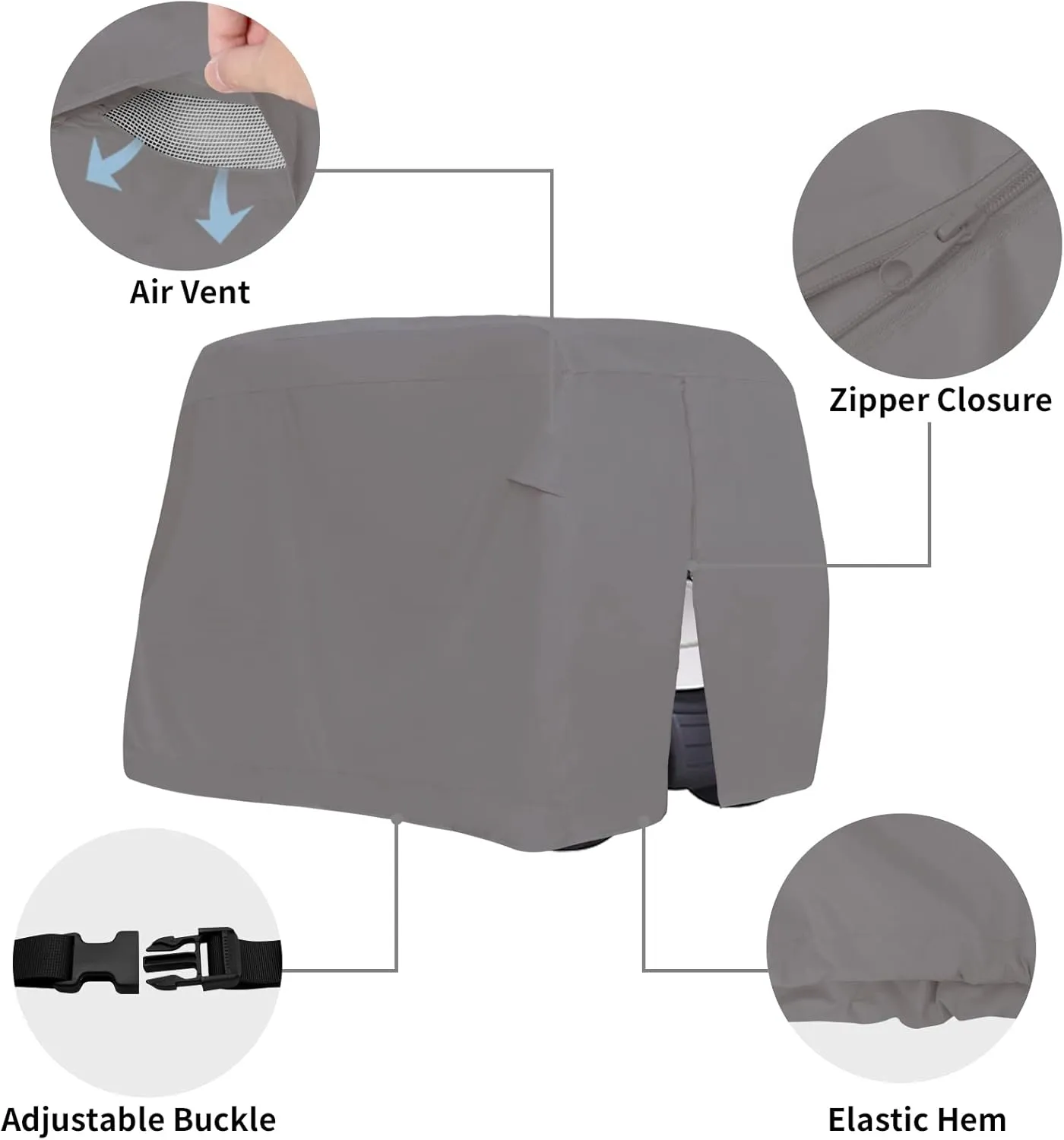 EZGO, Club Car, Yamaha Golf Cart Cover - Waterproof with Zipper Closure