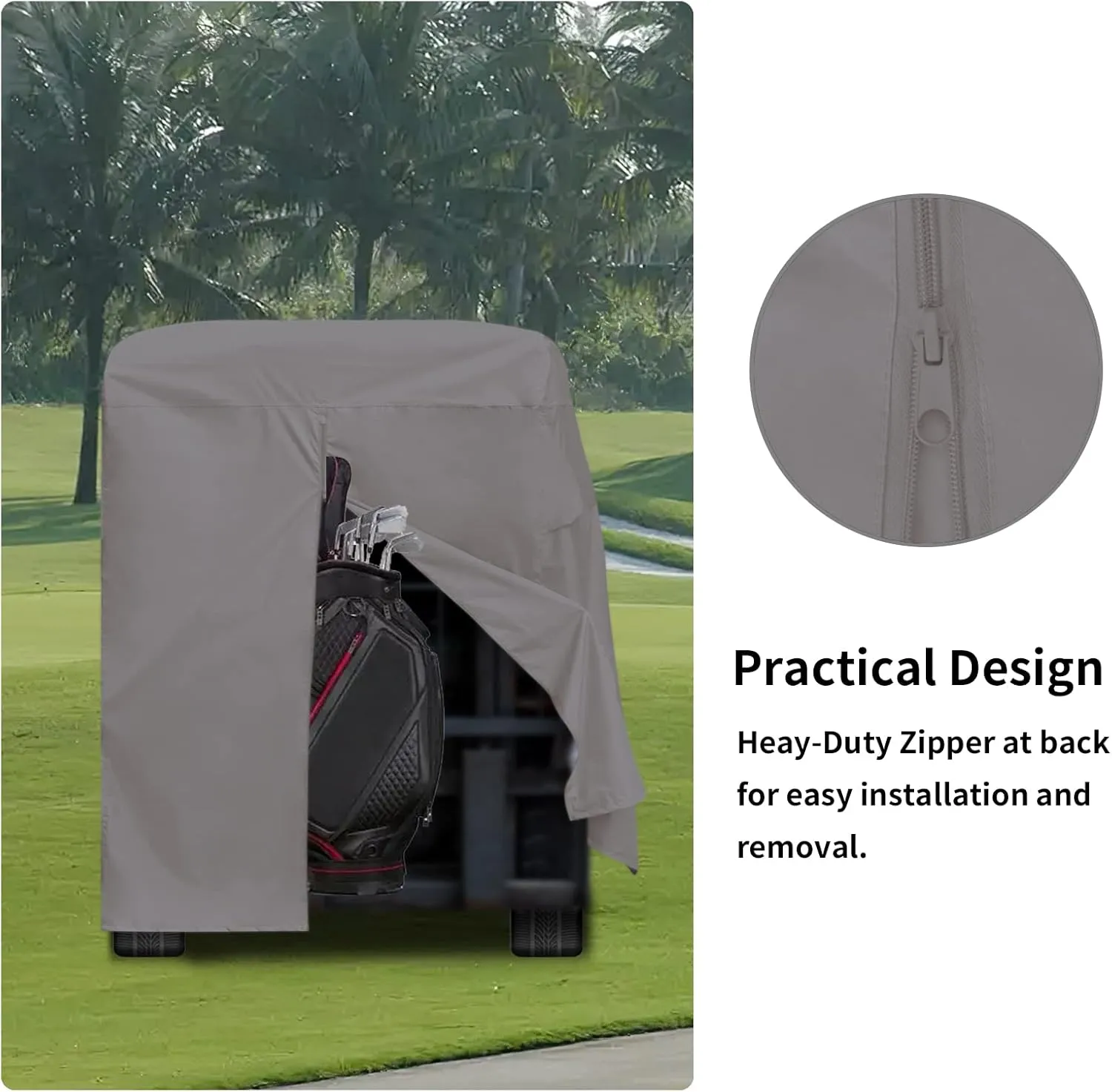 EZGO, Club Car, Yamaha Golf Cart Cover - Waterproof with Zipper Closure