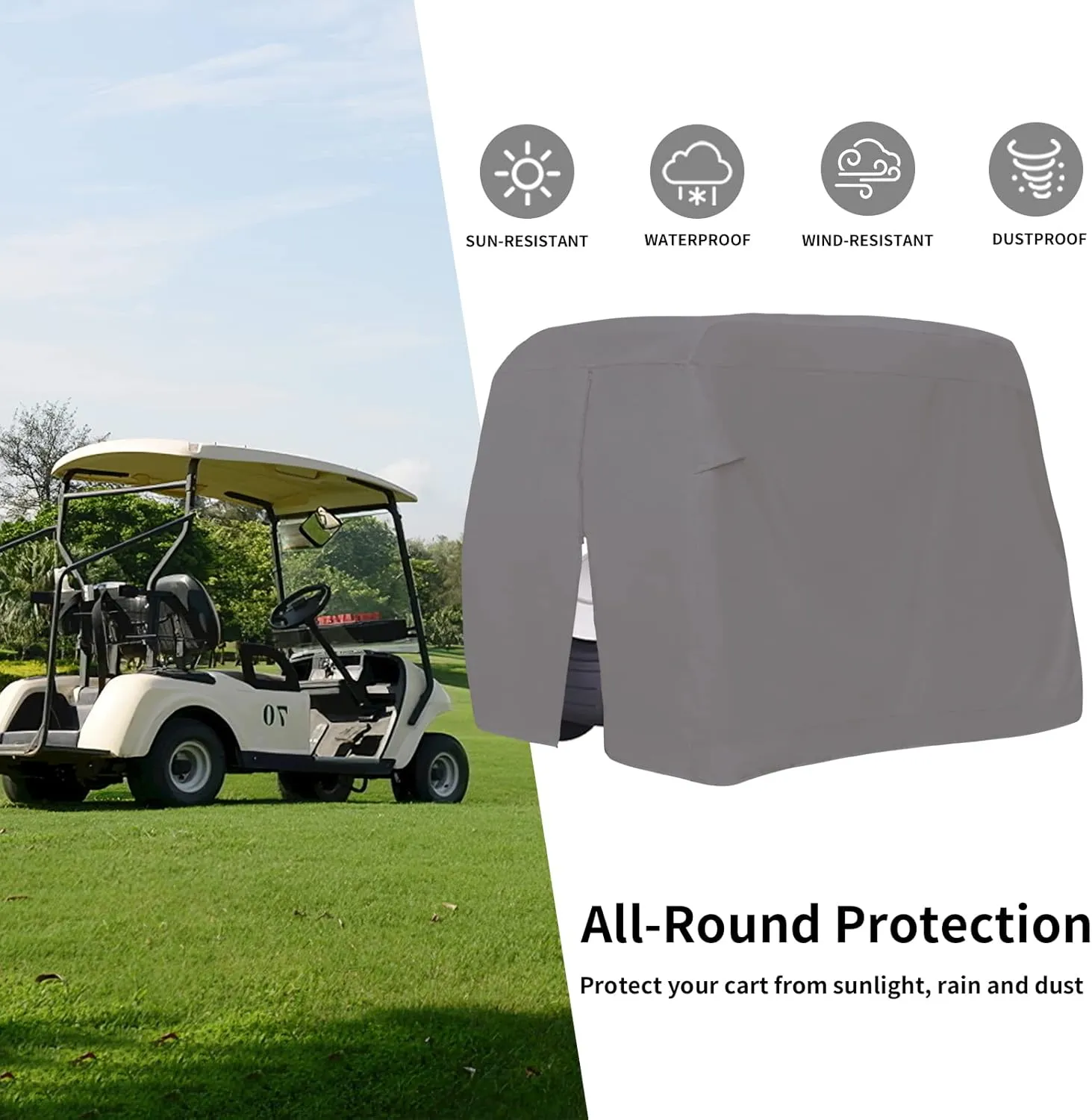 EZGO, Club Car, Yamaha Golf Cart Cover - Waterproof with Zipper Closure