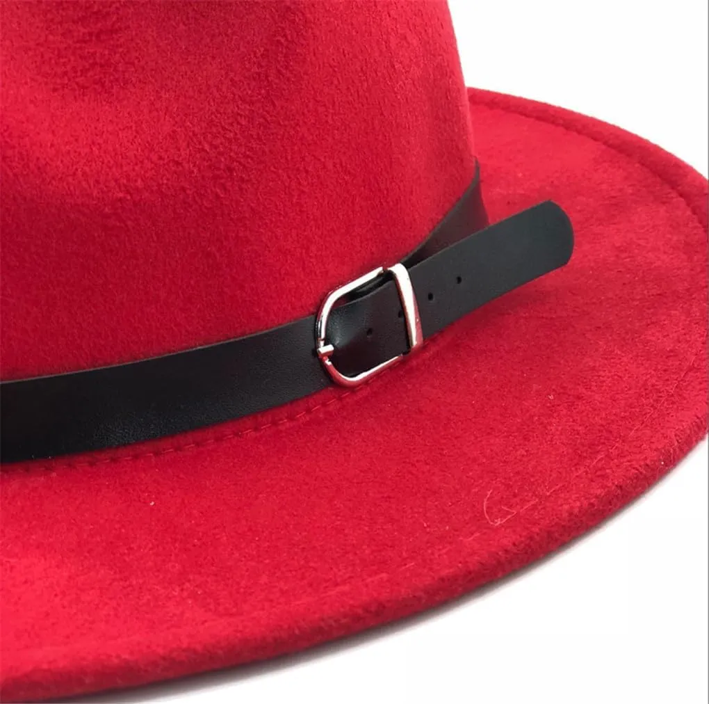 Fashion Men Fedoras Women's Jazz Hat Spring Black Woolen Blend Fedora Hat Outdoor Casual Hat