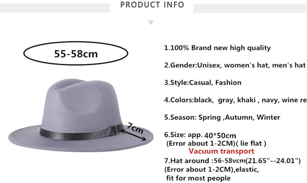 Fashion Men Fedoras Women's Jazz Hat Spring Black Woolen Blend Fedora Hat Outdoor Casual Hat