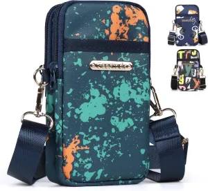 Geestock Cell Phone Purse Small Crossbody Shoulder Holsters Bags with Arm Bands Phone Key Pouch Holder for Running, Walking, Hiking & Biking (Blue Paint)