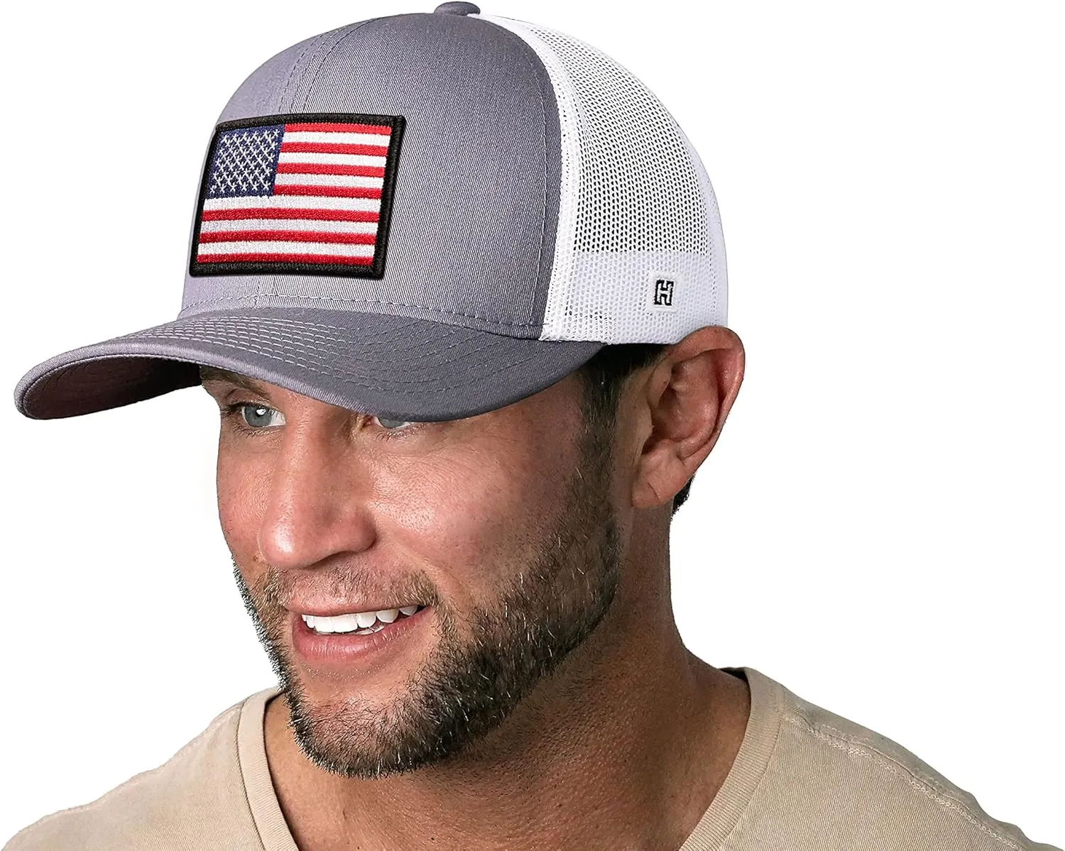 HAKA American Flag Hat, USA Trucker Hat for Men & Women, Adjustable Baseball Cap, Mesh Snapback, Durable Outdoor Hat