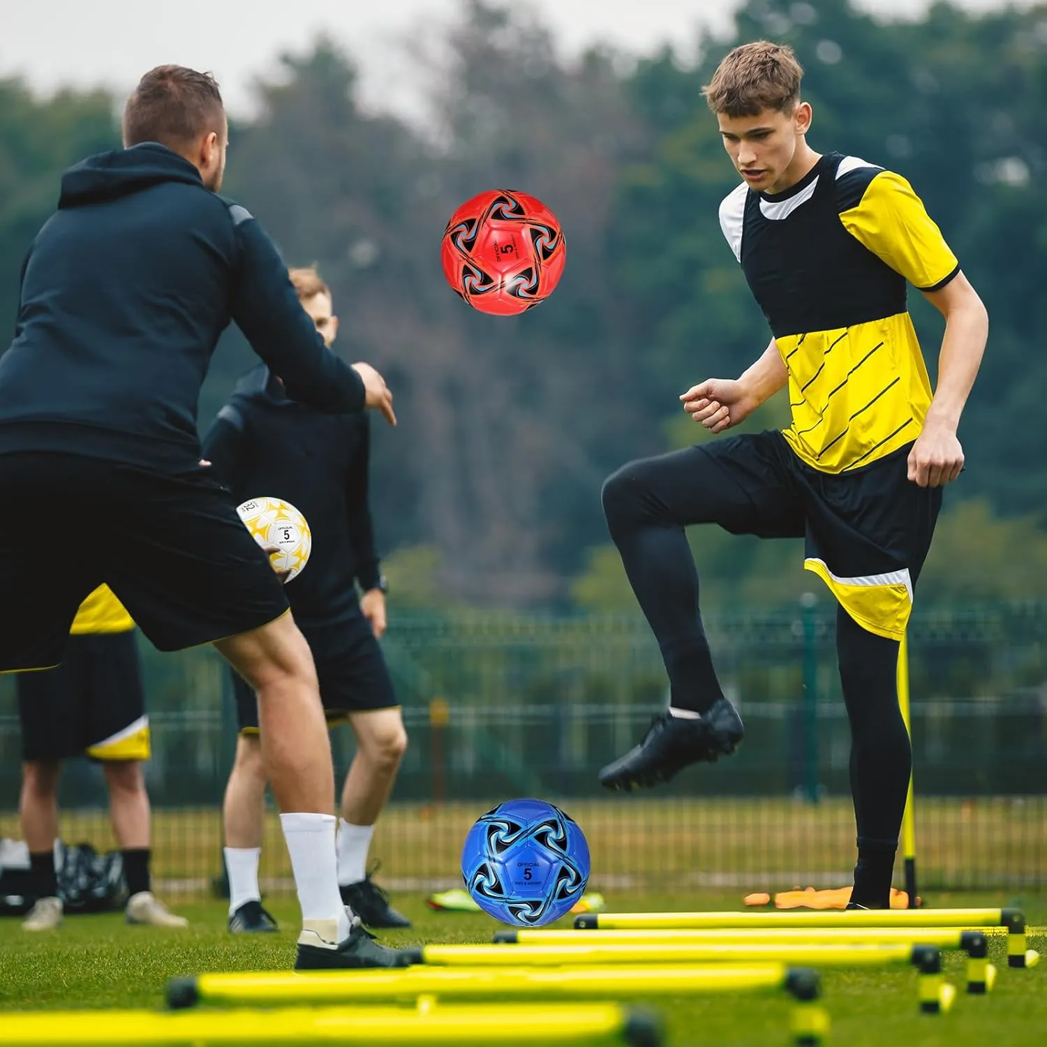 Lenwen 12 Pcs Soccer Balls with Pump Bulk Official Size 5 4 3 Kids Teen Adult Indoor Outdoor Sports Soccer Ball Toddler Youth Gift for Training Game Practice Back to School