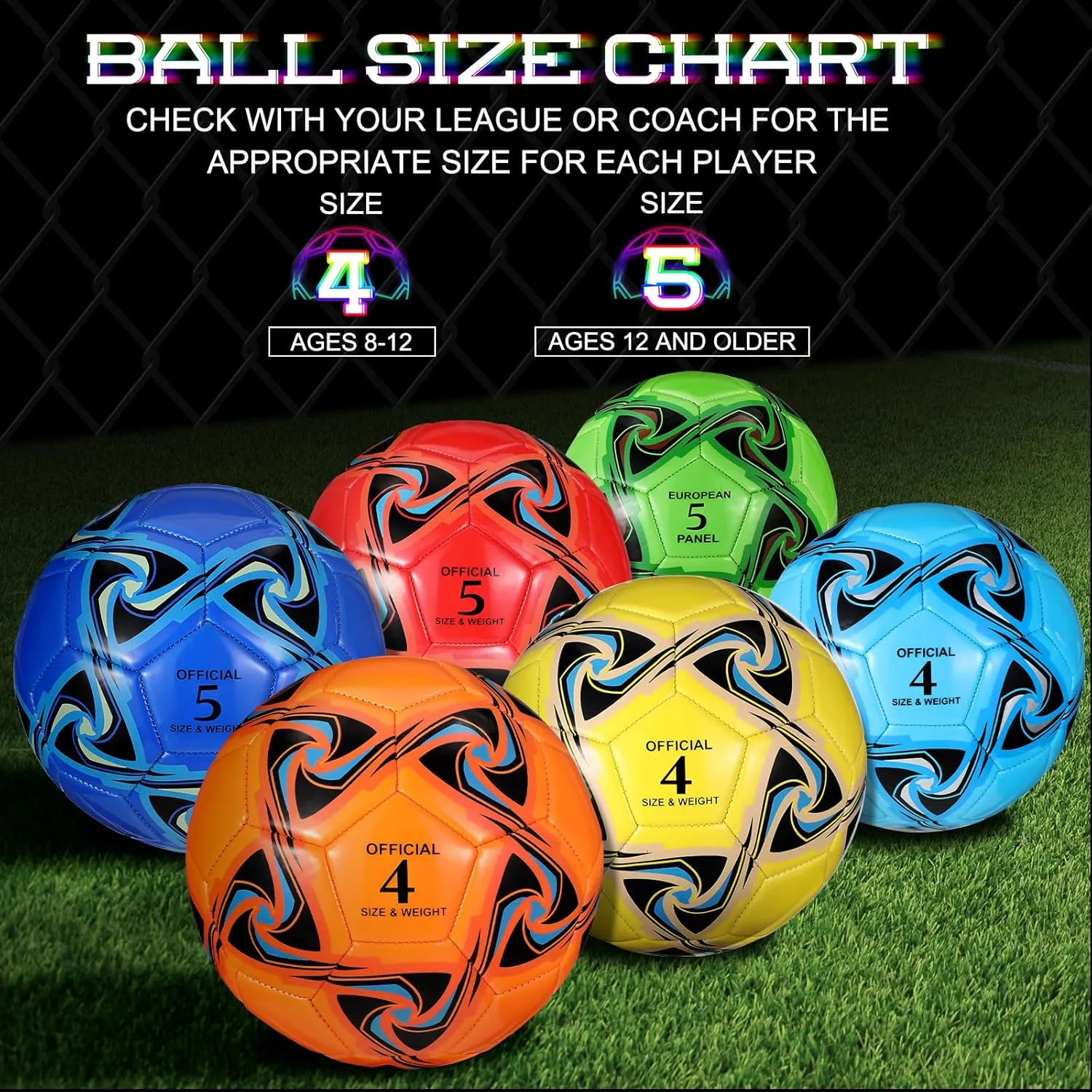 Lenwen 12 Pcs Soccer Balls with Pump Bulk Official Size 5 4 3 Kids Teen Adult Indoor Outdoor Sports Soccer Ball Toddler Youth Gift for Training Game Practice Back to School