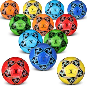 Lenwen 12 Pcs Soccer Balls with Pump Bulk Official Size 5 4 3 Kids Teen Adult Indoor Outdoor Sports Soccer Ball Toddler Youth Gift for Training Game Practice Back to School
