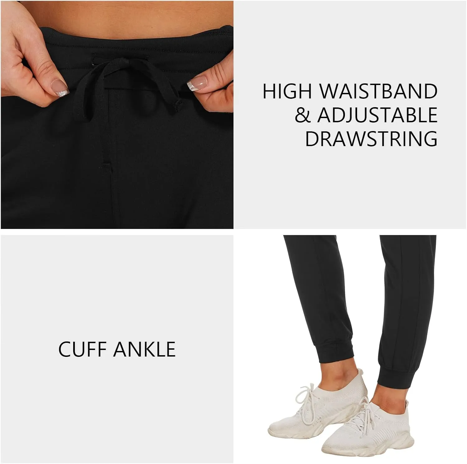 Lightbare Womens Fleece Lined Joggers Pants Thermal Stretchy Water Resistant Sweatpants with Pockets for Athletic Winter
