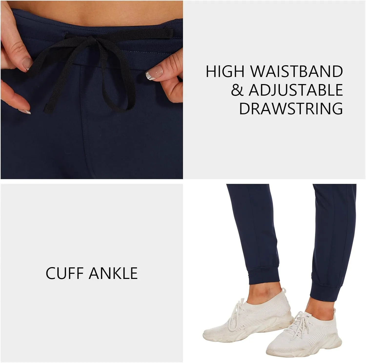 Lightbare Womens Fleece Lined Joggers Pants Thermal Stretchy Water Resistant Sweatpants with Pockets for Athletic Winter