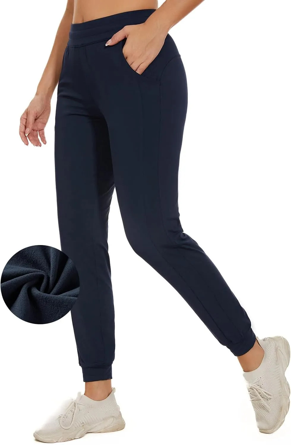 Lightbare Womens Fleece Lined Joggers Pants Thermal Stretchy Water Resistant Sweatpants with Pockets for Athletic Winter