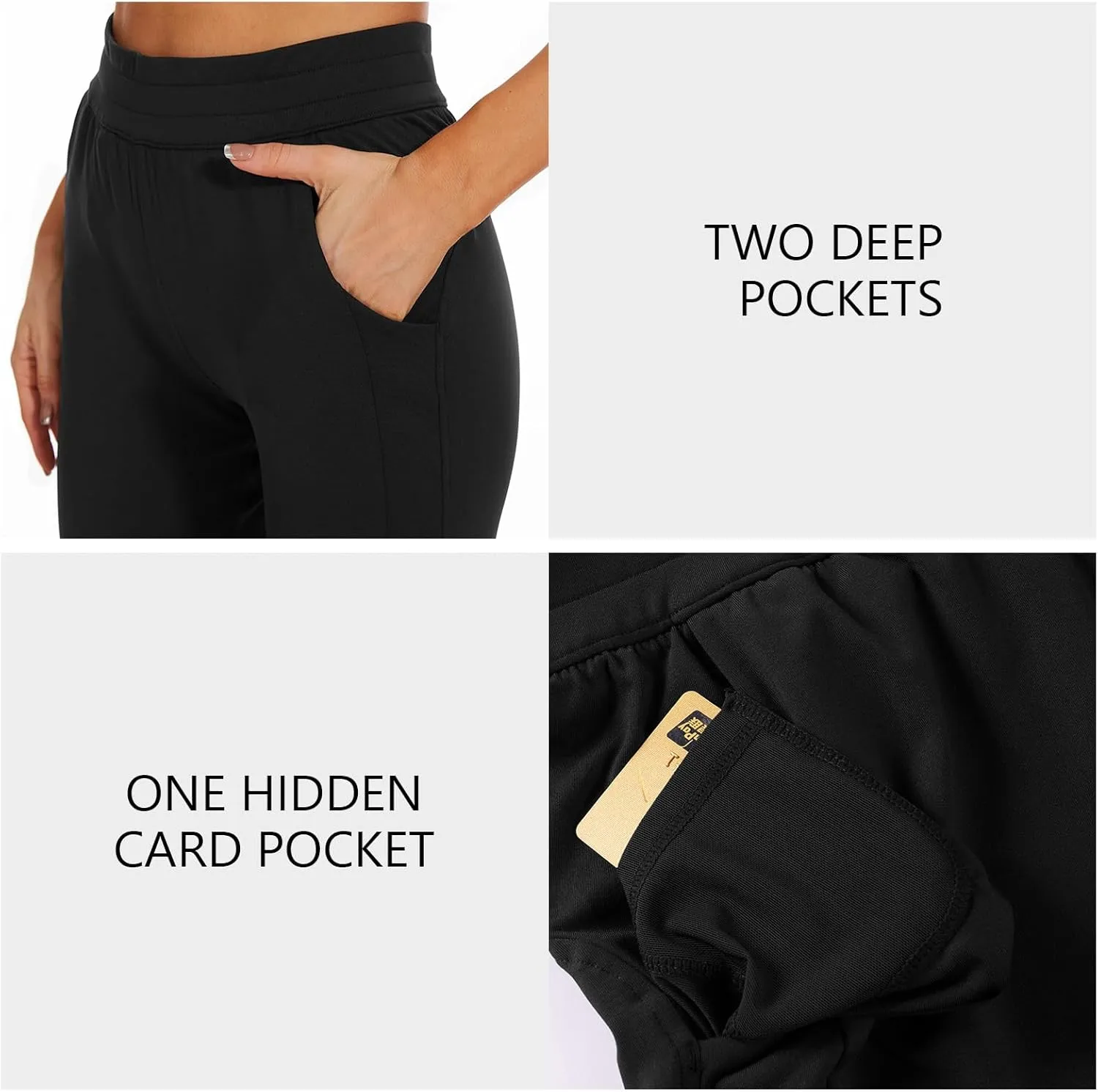 Lightbare Womens Fleece Lined Joggers Pants Thermal Stretchy Water Resistant Sweatpants with Pockets for Athletic Winter