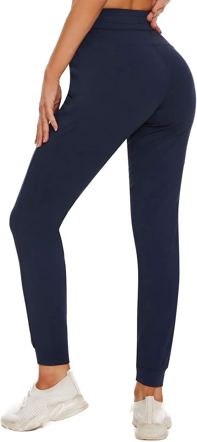 Lightbare Womens Fleece Lined Joggers Pants Thermal Stretchy Water Resistant Sweatpants with Pockets for Athletic Winter