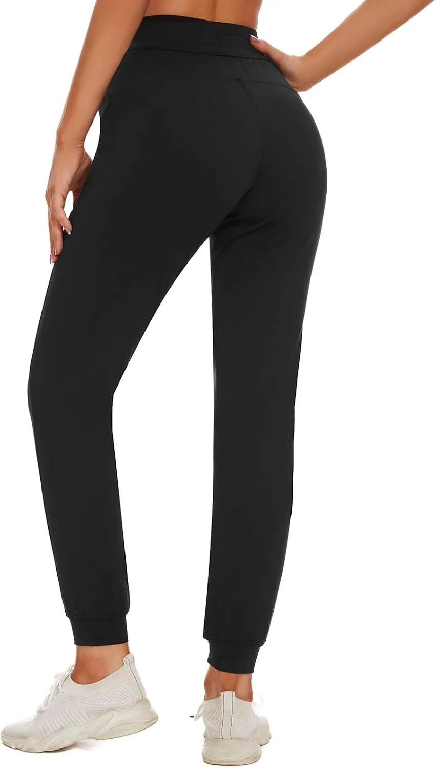 Lightbare Womens Fleece Lined Joggers Pants Thermal Stretchy Water Resistant Sweatpants with Pockets for Athletic Winter