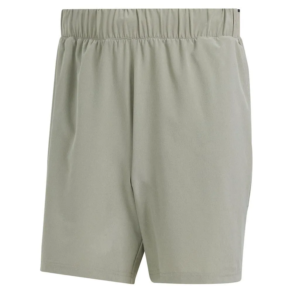 Men's 9 Inch Club Woven Stretch Tennis Shorts SIlver Pebble