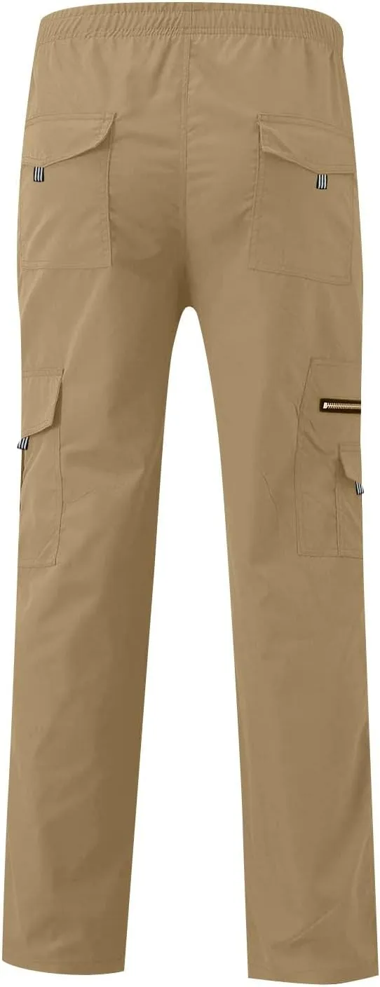 Men's Casual Cargo Sweatpants Waist Drawstring Joggers Hiking Tactical Pants for Men with Pockets Work Outdoor