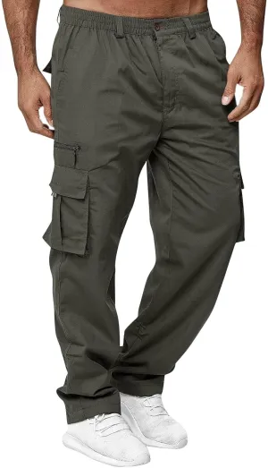 Men's Casual Cargo Sweatpants Waist Drawstring Joggers Hiking Tactical Pants for Men with Pockets Work Outdoor