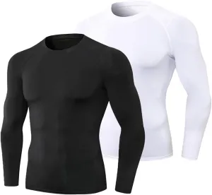 Men's Compression Shirts Long Sleeve Athletic Workout Gym Shirt Sports Baselayer Running Undershirts