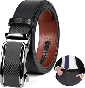NUBILY Mens Belt Ratchet Leather Belts for Men Adjustable 1 3/8" Men's Belts for Dress Casual with Gift Box, Trim to Fit
