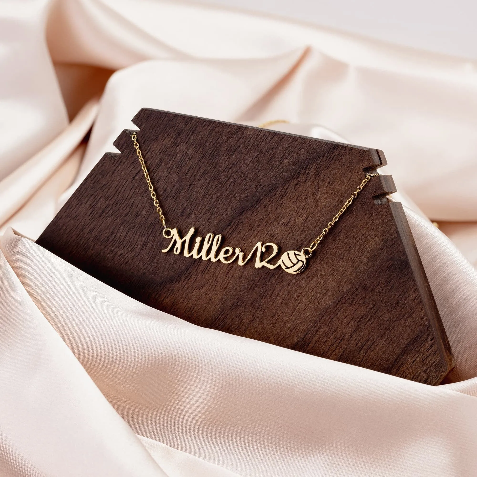 Personalized Sports Mom 18k Gold Necklace
