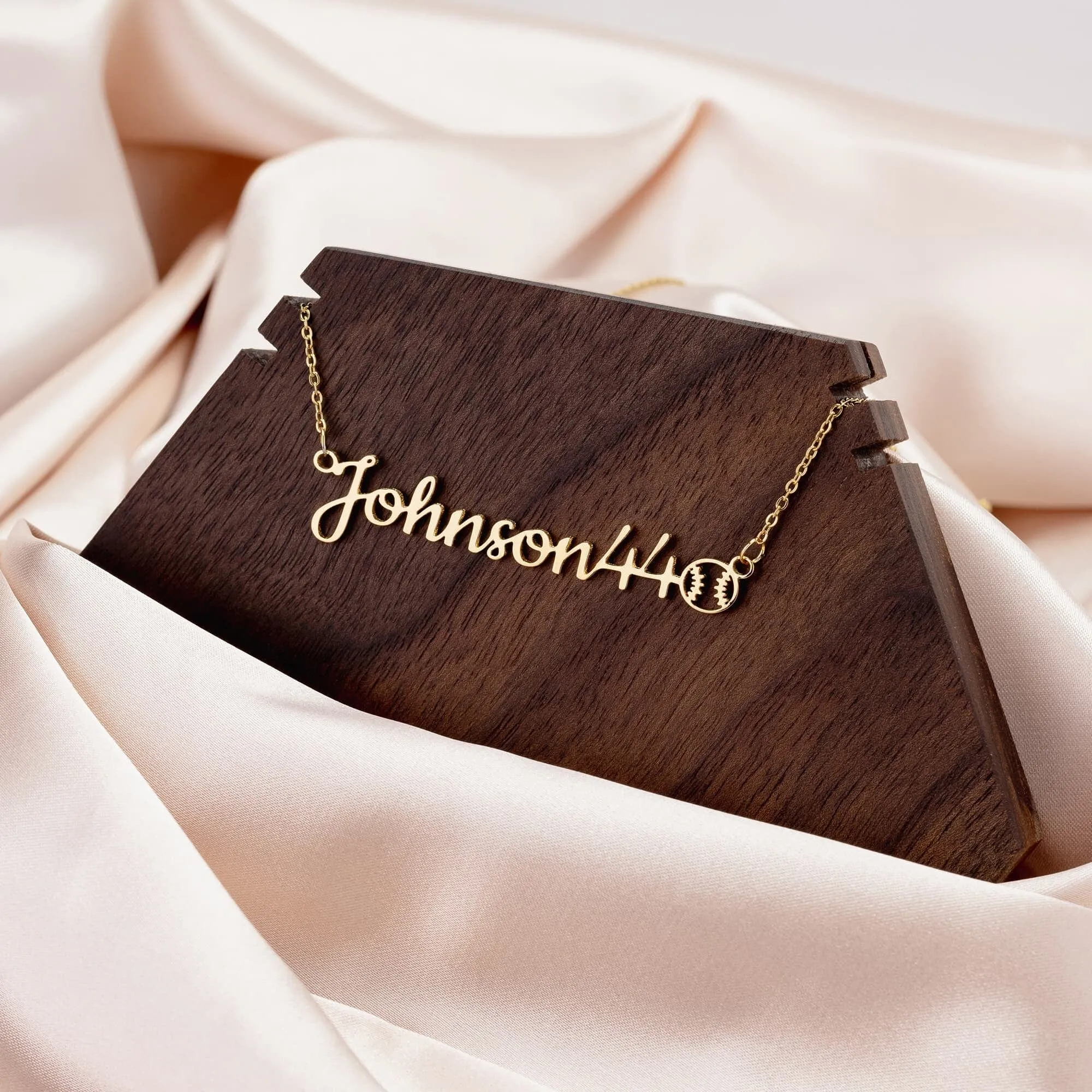 Personalized Sports Mom 18k Gold Necklace
