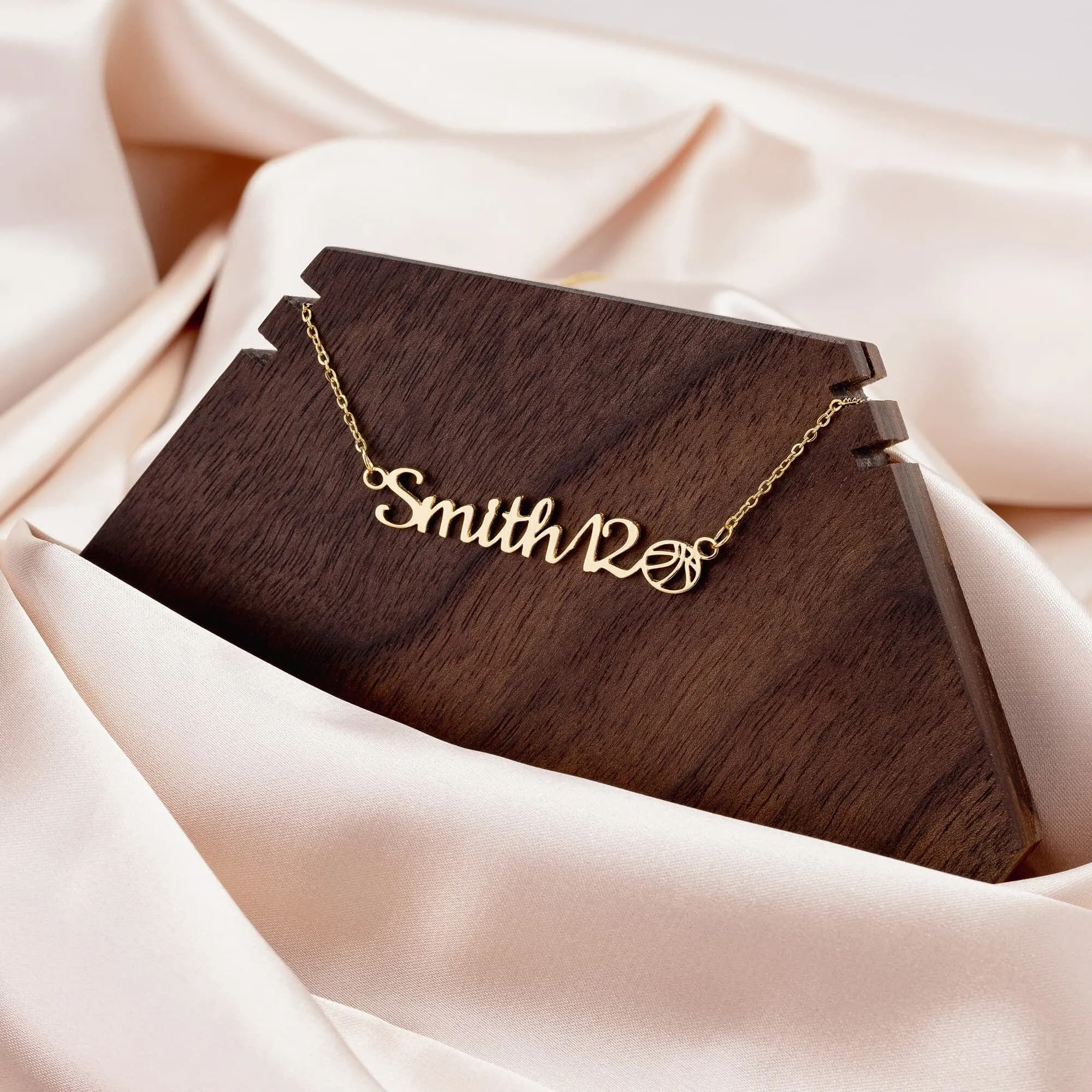 Personalized Sports Mom 18k Gold Necklace