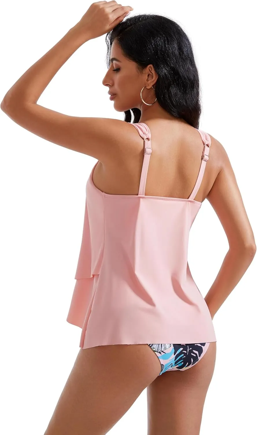 RXRXCOCO Women Tankini Bathing Suits Ruffle High Waisted Swimsuit Tummy Control Swimwear