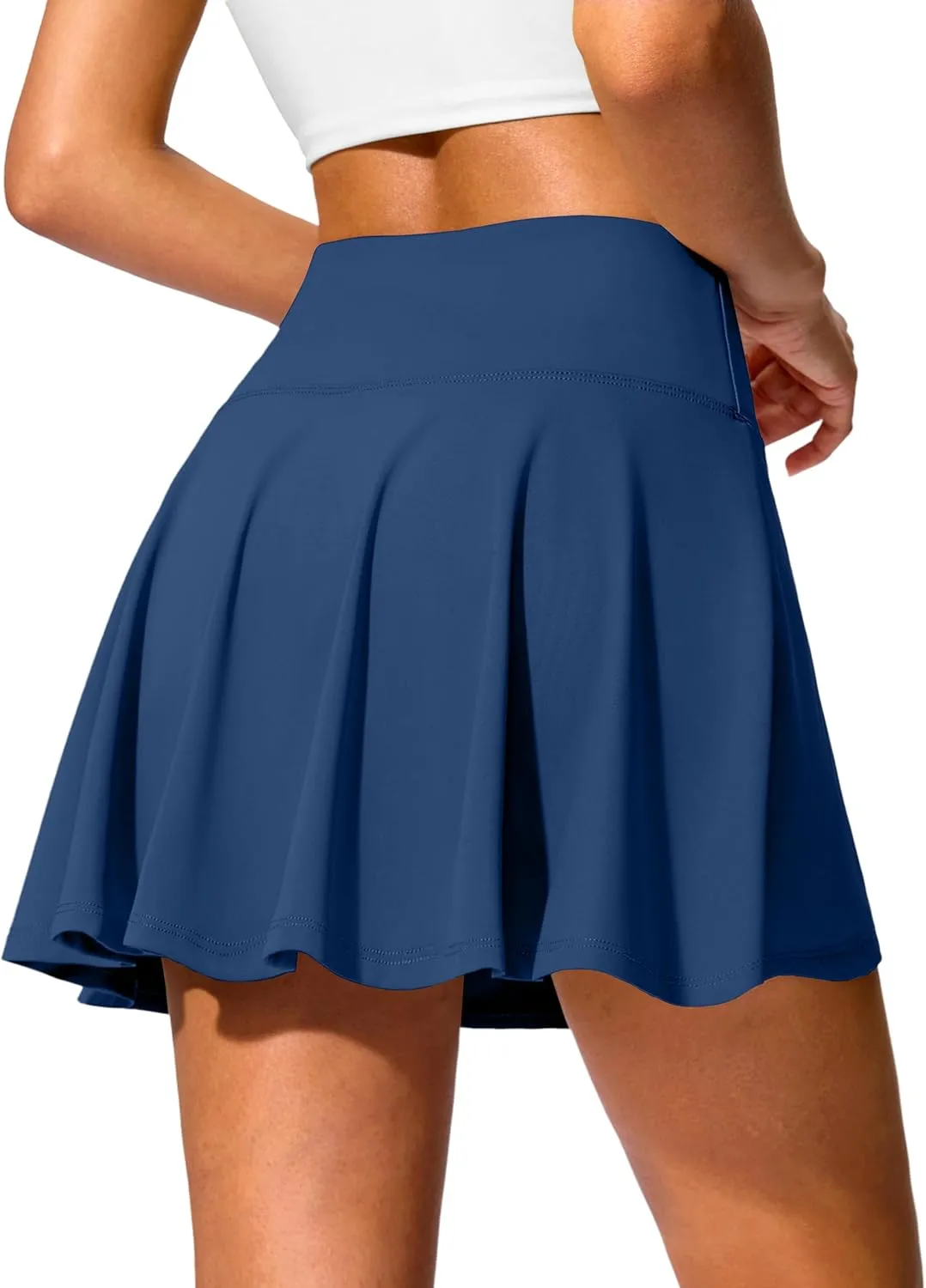 SANTINY 14" Tennis Skirt Golf Skorts with Pockets Tummy Control Shorts Pleated Skirts for Women Athletic Dressy Casual