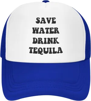 Save Water Drink Tequila Hat Funny Baseball Caps Adult Mesh Trucker Hats Adjustable Sport Cap Men Women Black