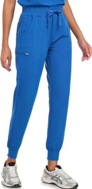 Scrub Pants for Women Four Way Stretch Joggers High Rise Zipper Cargo Pants with 5 Pockets