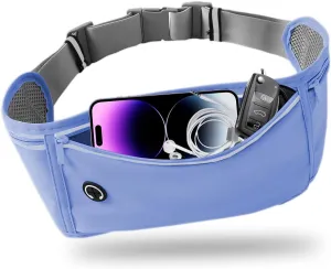 Slim Running Belt for Women Men,Runners Fanny Pack Phone Holder,Money Belt,Running Gear Accessories,with 3 Pockets.(Blue)