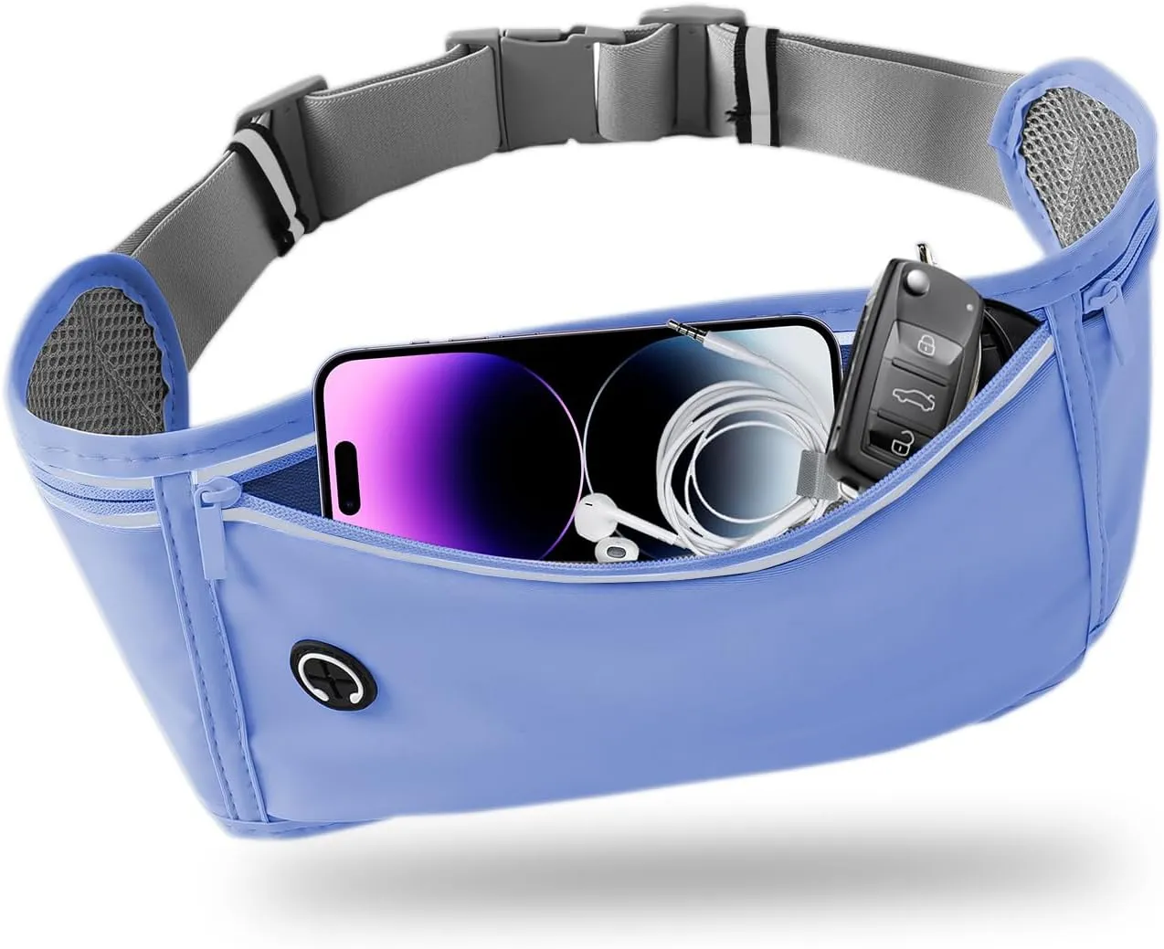 Slim Running Belt for Women Men,Runners Fanny Pack Phone Holder,Money Belt,Running Gear Accessories,with 3 Pockets.(Blue)