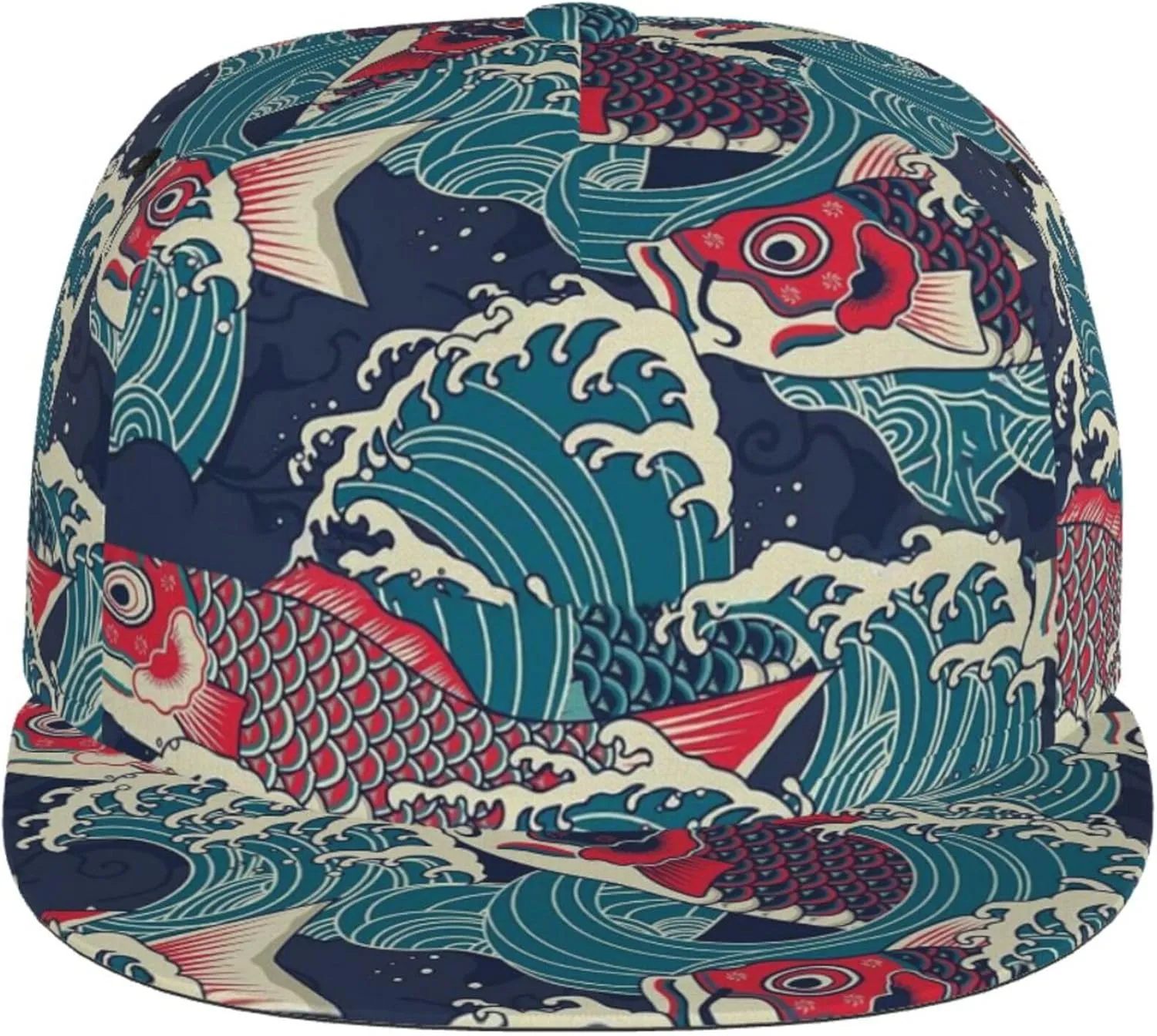 Snapback Hats for Men Women Fashion Japanese Koi Fish Baseball Cap Trucker Hat for Cycling Sports Running Golf Flat Brim Hats