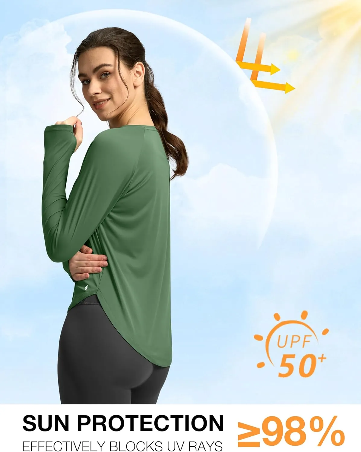 Soothfeel Womens Sun Shirts UPF 50  UV Protection Lightweight Quick Dry Long Sleeve Workout Hiking Tops Outdoor