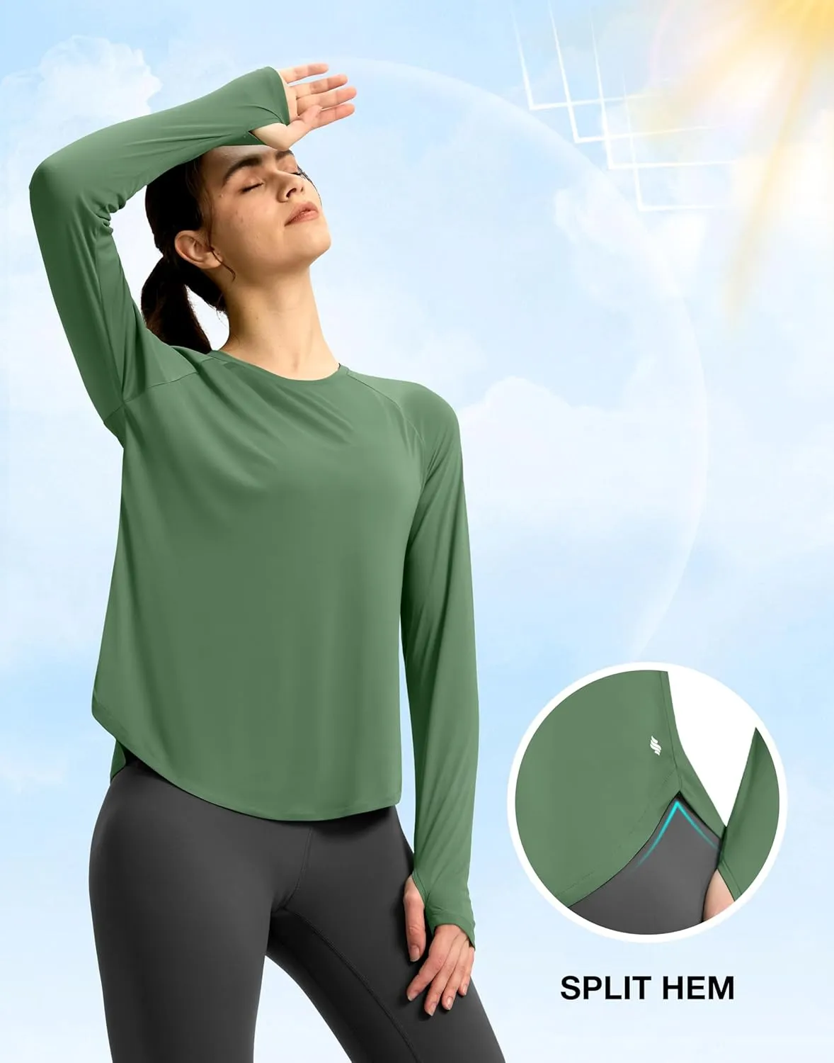 Soothfeel Womens Sun Shirts UPF 50  UV Protection Lightweight Quick Dry Long Sleeve Workout Hiking Tops Outdoor