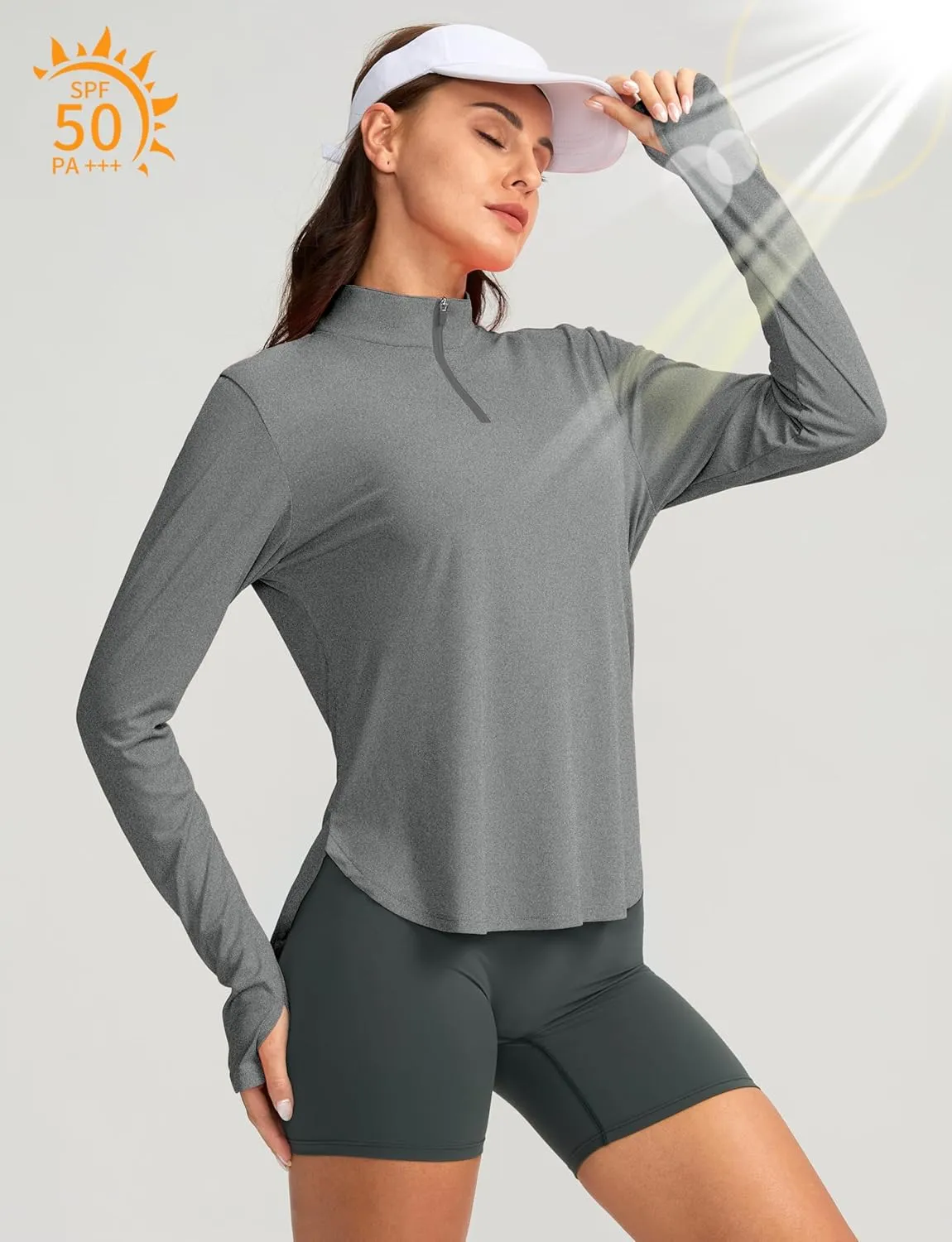 Soothfeel Women's UPF 50  Shirts Long Sleeve 1/4 Zip Pullover UV Sun Protection Golf Shirt Workout Athletic Tops for Women