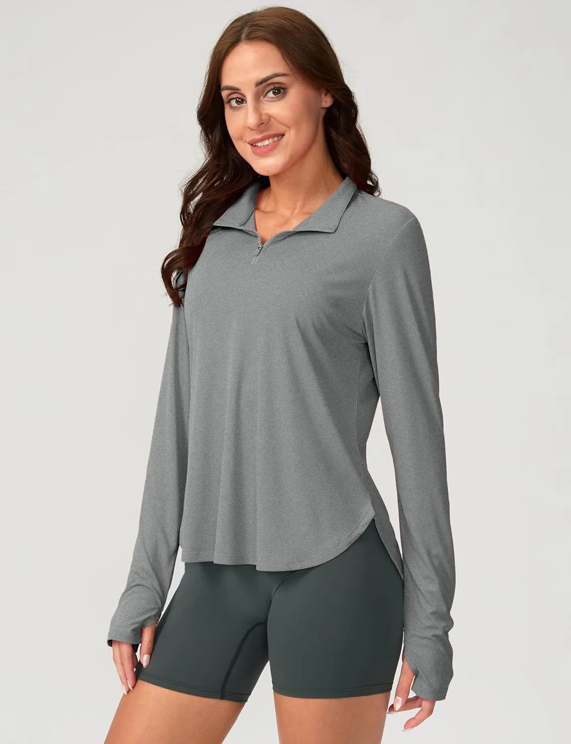 Soothfeel Women's UPF 50  Shirts Long Sleeve 1/4 Zip Pullover UV Sun Protection Golf Shirt Workout Athletic Tops for Women