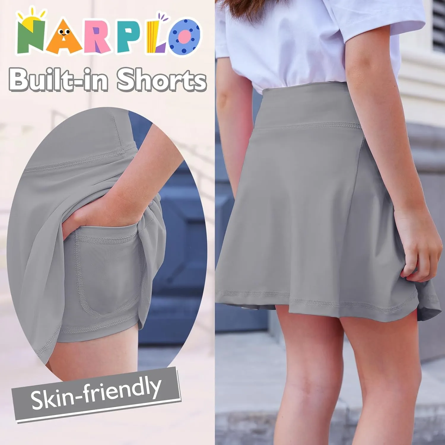 Toddler Girls Skirts Skorts Built in Shorts Baby Summer Flowy Tennis Athletic Skirts Skorts for Girls with Pockets