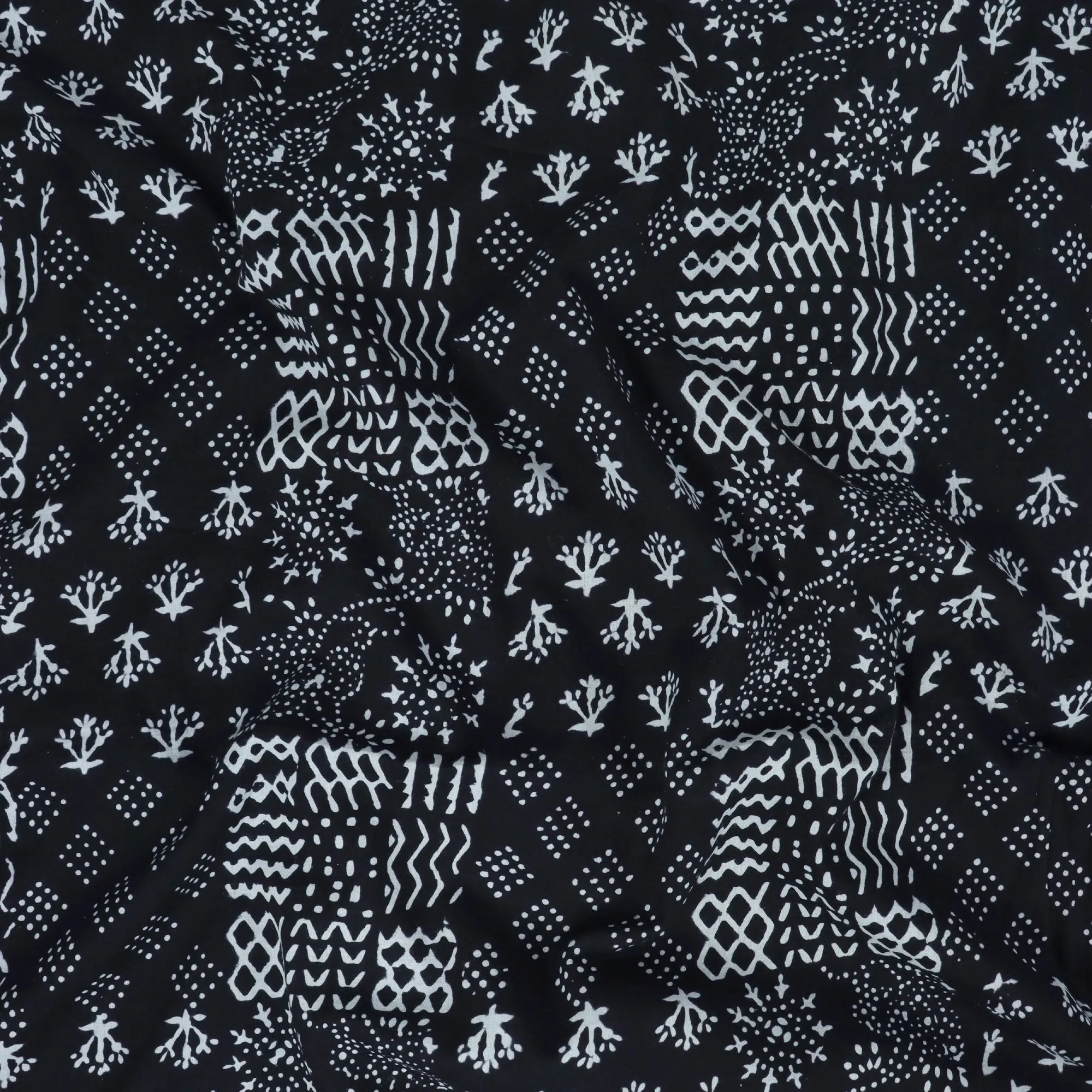 Trendy Pattern Hand Black White Fabric