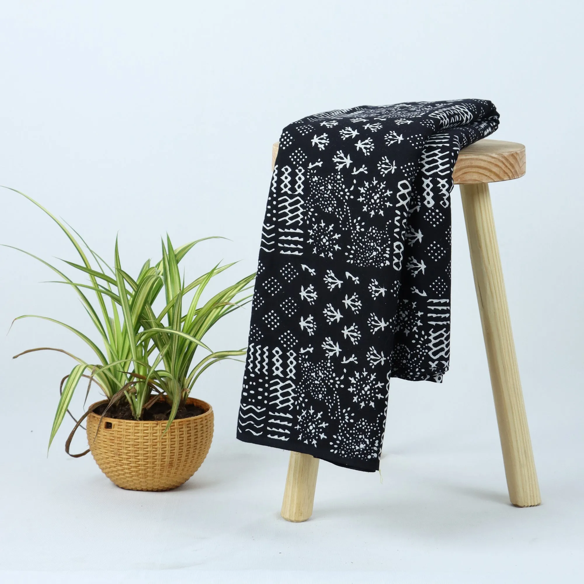 Trendy Pattern Hand Black White Fabric