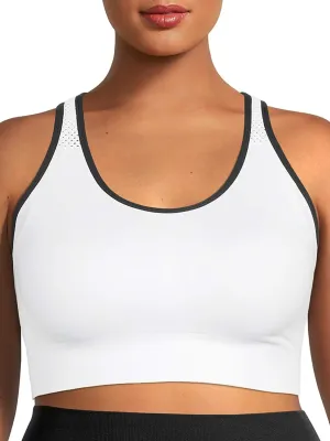Under Control Sports Bras for Women Plus Size High Support Large Bust Racerback Padded White/Black Sport Bra Yoga Workout Bra