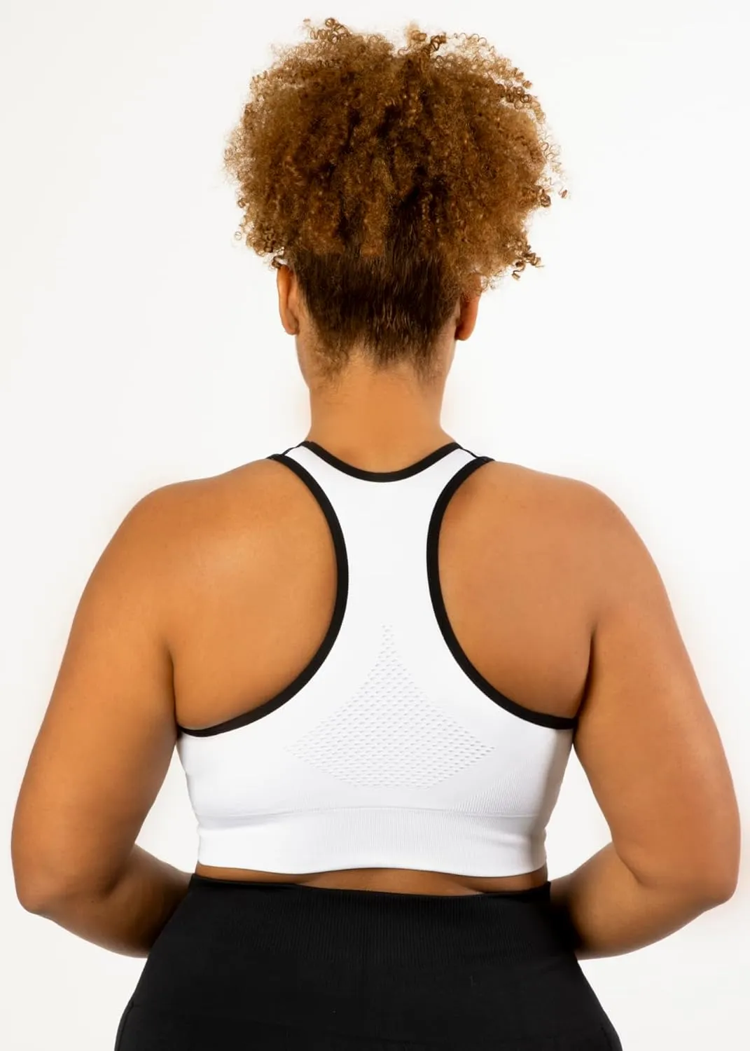 Under Control Sports Bras for Women Plus Size High Support Large Bust Racerback Padded White/Black Sport Bra Yoga Workout Bra