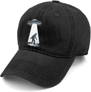 Unisex UFO Bigfoot Denim Hat Adjustable Washed Dyed Cotton Dad Baseball Caps